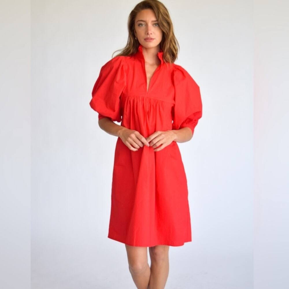 Never A Wallflower Poplin High Neck Dress red Sz M